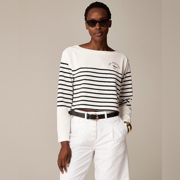 J. Crew Limited-edition USA Swimming® X J.Crew Cropped Boatneck T-shirt - Picture 1 of 9
